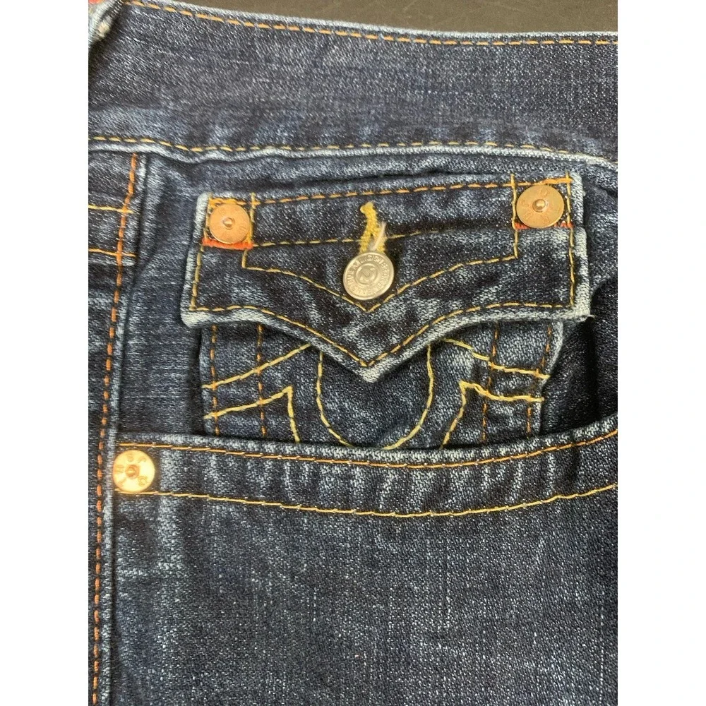 True Religion Ricky Relax Straight Flap Jean Mens 40x31 Dark Wash 100% Cotton